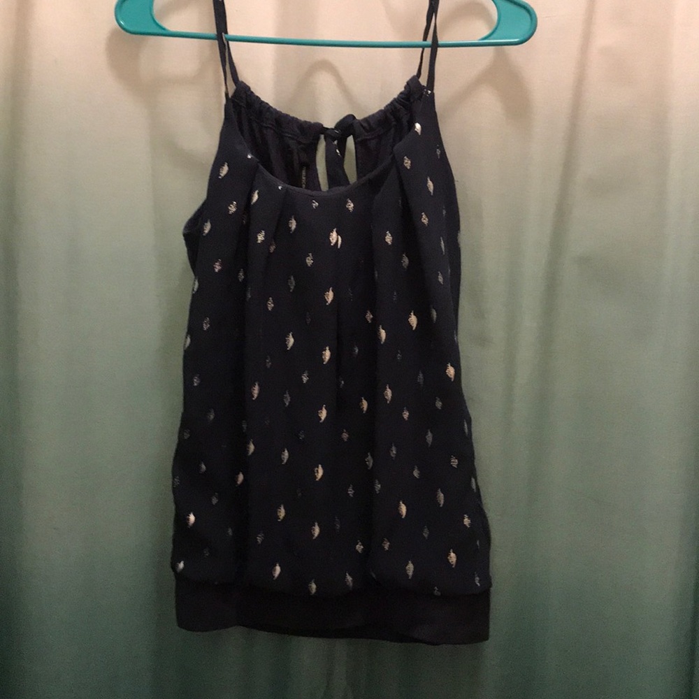 Navy Blue and Silver Design blouse.
